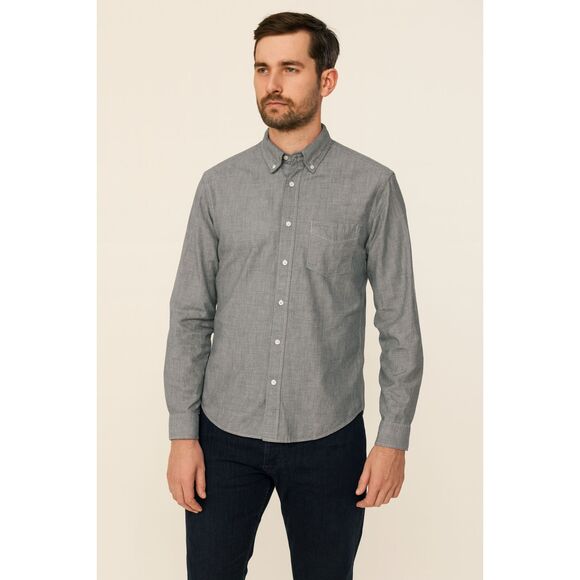 EVERLANE Blue Gray Long Sleeve Button Up Cotton Top Shirt Men's Size Medium - Picture 1 of 9